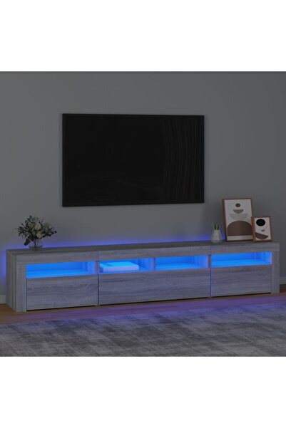 Concept Έπιπλο τηλεόρασης με φώτα LED, γκρι sonoma, 210x35x40 εκ.