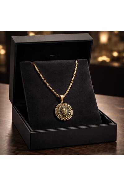 MirariTakıAtölyesi Altın Kaplama Çelik Medusa Kolye Figürlü Zincir Kolye Anti...