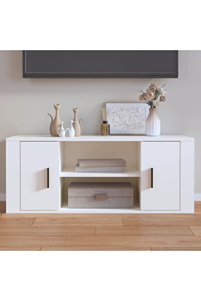 Concept Comodă TV, alb, 100x35x40 cm, lemn prelucrat