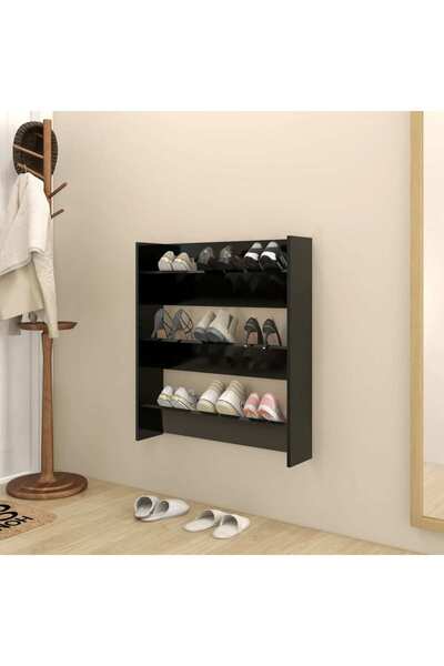 Concept Επιτοίχια παπουτσοθήκη, μαύρη, 80x18x90 cm, μοριοσανίδα