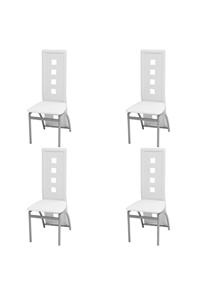 Concept Καρέκλες κουζίνας, 4 τεμ., λευκές, οικολογικό Δερμάτινο