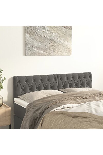 Concept Tăblii de pat, 2 buc, gri închis, 72x7x78/88 cm, catifea