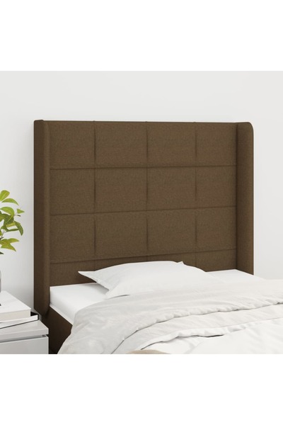 Concept Tăblie de pat cu aripioare maro închis 93x16x118/128 cm textil