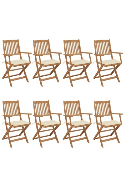 Concept Πτυσσόμενες καρέκλες κήπου με μαξιλάρια, 8 τεμ., από μασίφ ξύλο ακακίας