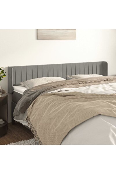 Concept Tăblie de pat cu aripioare gri deschis 183x16x78/88 cm catifea