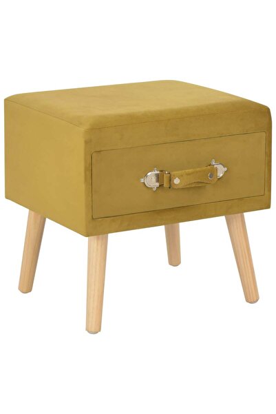 Concept Κομοδίνο, μουσταρδί, 40 x 35 x 40 εκ., Βελούδο