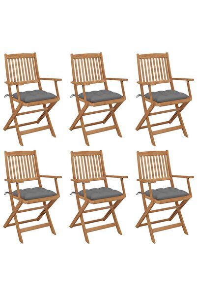 Concept Πτυσσόμενες καρέκλες κήπου, με μαξιλάρια, 6 τεμ., από μασίφ ξύλο ακακίας