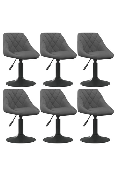 Concept Περιστρεφόμενες καρέκλες τραπεζαρίας, 6 τεμ., σκούρο γκρι, Βελούδο