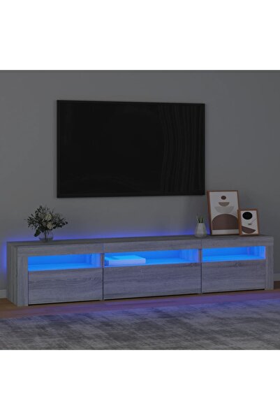 Concept Comodă TV cu lumini LED, gri sonoma, 195x35x40 cm