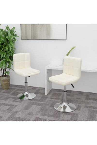 Concept Περιστρεφόμενες καρέκλες κουζίνας, 2 τεμ., κρεμ, ύφασμα