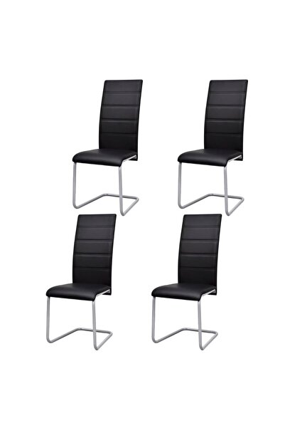 Concept Καρέκλες κουζίνας κονσόλα, 4 τεμ., μαύρες, οικολογικό Δερμάτινο