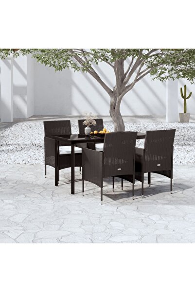 Concept Set mobilier de grădină cu perne, 5 piese, negru