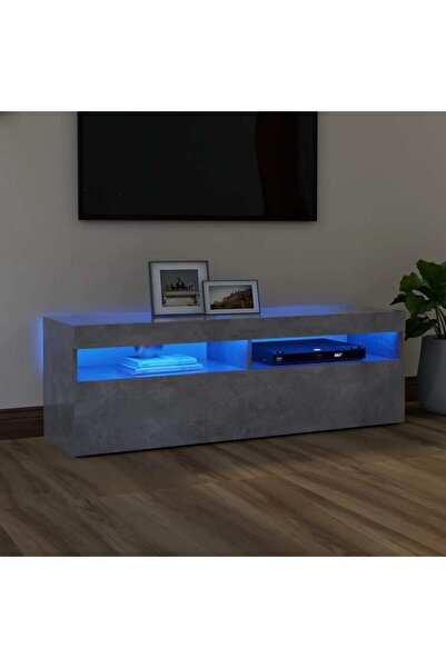 Concept Comodă TV cu lumini LED, gri beton, 120x35x40 cm