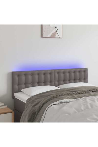 Concept Κεφαλάρι LED, γκρι, 144x5x78/88 cm, οικολογικό Δερμάτινο