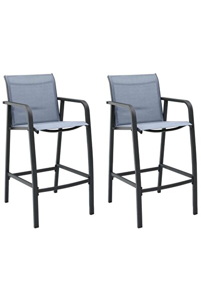 Concept Scaune de bar de grădină, 2 buc., gri, textilenă