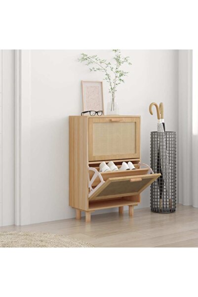 Concept Pantofar, maro, 52x25x80 cm, lemn prelucrat și ratan