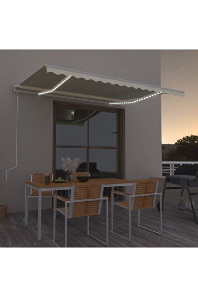 Concept Αυτόματη τέντα με LED και αισθητήρα ανέμου, κρεμ, 450x350 cm