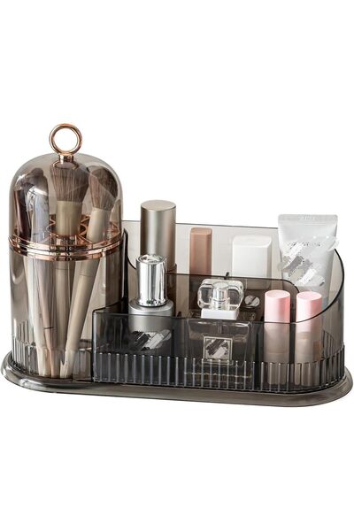 Arabest Clear Plastic Makeup Brush Organizer,Partitioned Storage Cosmetic Dis...