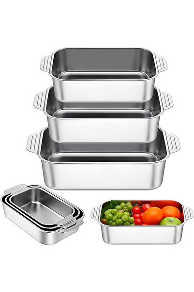 Arabest Roaster Pan, Non-toxic ,Stainless Steel Rectangular Bakeware Sets wit...
