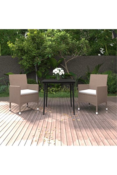Concept Set mobilier de grădină cu perne, 3 piese, poliratan și sticlă