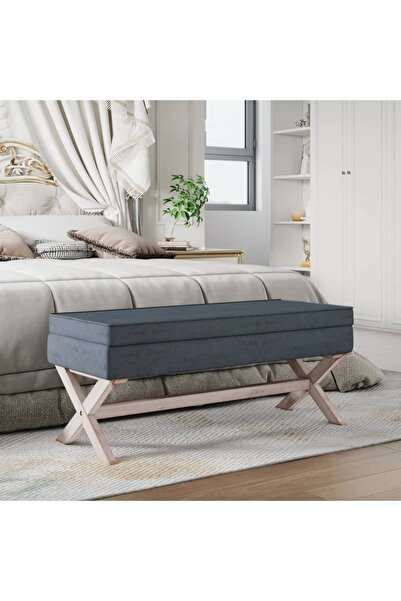 Concept Taburet de depozitare, gri închis, 110x45x49 cm, catifea