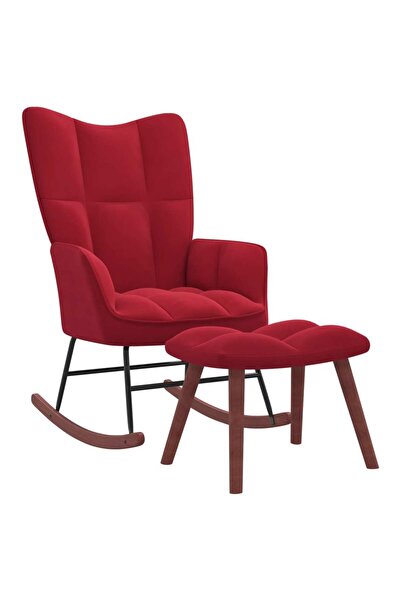Concept Κουνιστή πολυθρόνα με σκαμπό, κόκκινο κρασί, Βελούδο