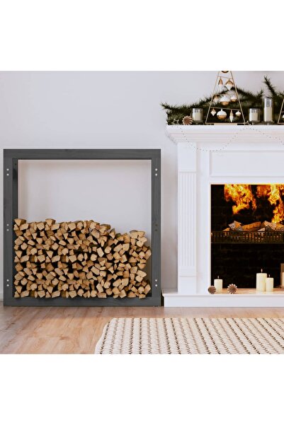 Concept Rastel pentru lemne de foc, gri, 100x25x100 cm, lemn masiv pin