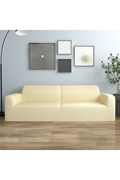 Concept Husă elastică pentru canapea cu 3 locuri poliester jersey crem