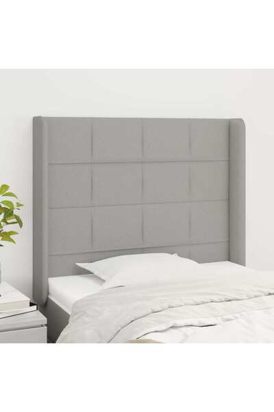Concept Tăblie de pat cu aripioare gri deschis 83x16x118/128 cm textil