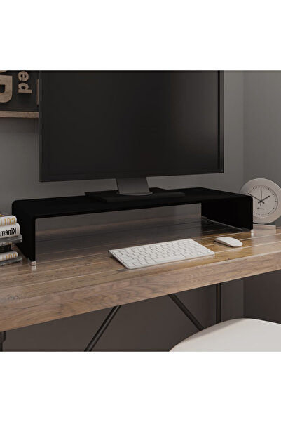 Concept Стъклена стойка за телевизор/монитор, 80x30x13 см, черна