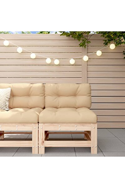 Concept Μεσαίος καναπές με μαξιλάρια, από μασίφ ξύλο πεύκου