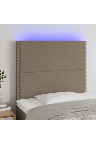 Concept Tăblie de pat cu LED, gri taupe, 100x5x118/128 cm, textil