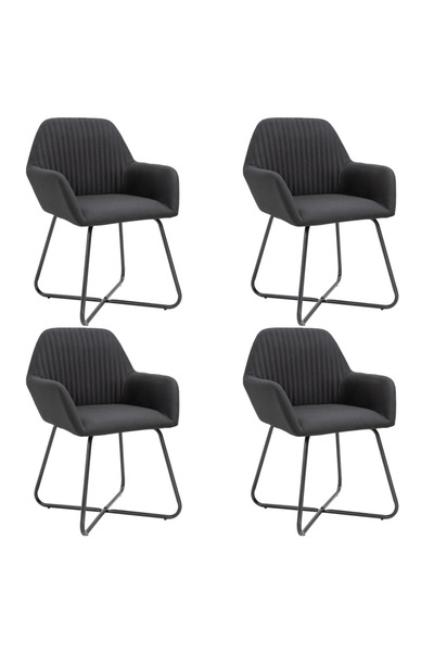 Concept Scaune de bucătărie, 4 buc., negru, material textil