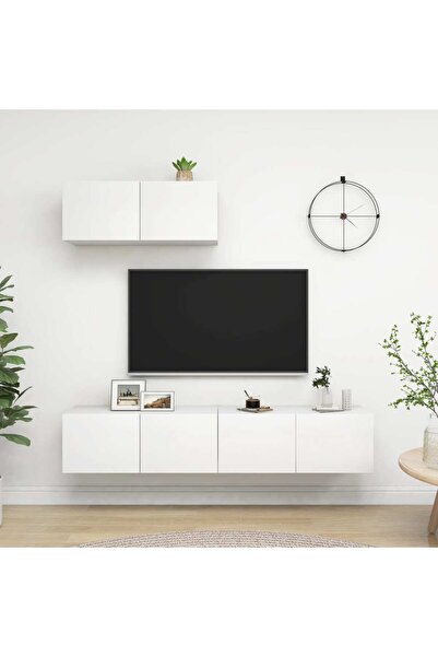 Concept Σετ ντουλαπιών τηλεόρασης, 3 τεμάχια, λευκό, μοριοσανίδα