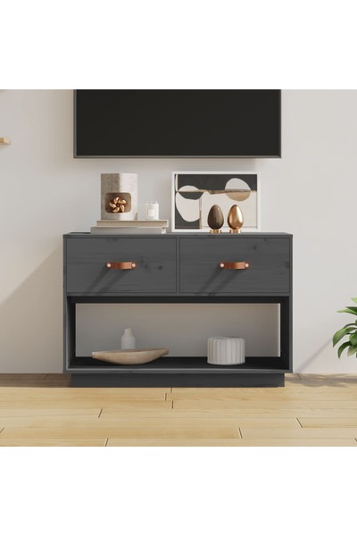 Concept Comodă TV, gri, 90x40x60 cm, lemn masiv de pin