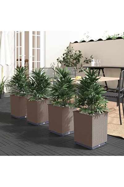 Concept Γλάστρες, 4 τεμ., καφέ, 30x30x37 cm, πολυπροπυλένιο