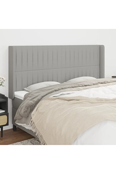 Concept Tăblie de pat cu aripioare gri deschis 183x16x118/128 cm textil