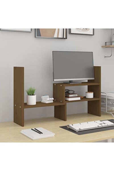 Concept Suport monitor, maro miere, (39-72)x17x43 cm, lemn masiv pin