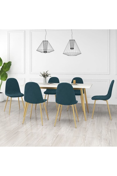 Concept Scaune de bucătărie, 6 buc., albastru, catifea