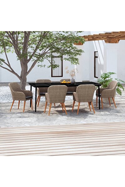 Concept Set mobilier pentru grădină cu perne, 7 piese, maro