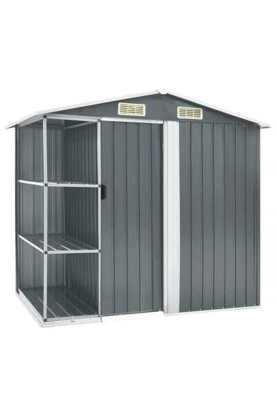 Concept Șopron de grădină cu etajeră, gri, 205 x 130 x 183 cm, fier