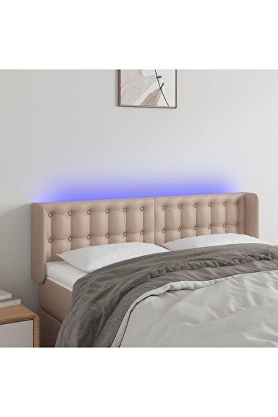 Concept Tăblie de pat cu LED cappuccino 147x16x78/88 cm piele ecologică