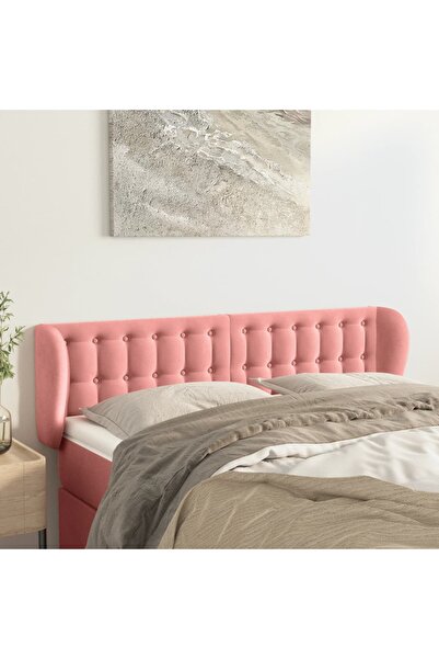 Concept Tăblie de pat cu aripioare roz 147x23x78/88 cm catifea