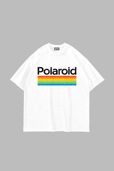 Bak Moda صوف الفليس oid مطبوع تي شيرت أبيض كبير الحجم للجنسين