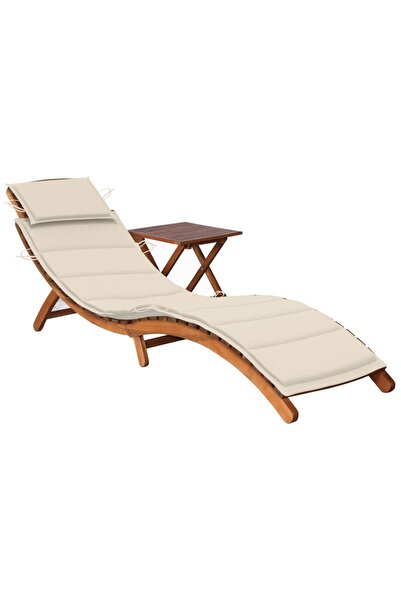 Concept Ξαπλώστρα κήπου με τραπέζι και Μαξιλάρι, από μασίφ ξύλο ακακίας