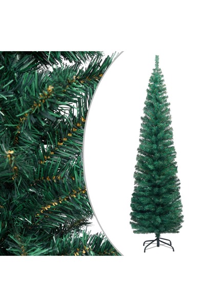 Concept Λεπτό τεχνητό χριστουγεννιάτικο δέντρο με πράσινη βάση PVC 240 εκ.