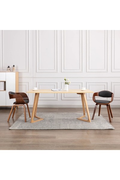 Concept Scaune de bucătărie, 2 buc., lemn curbat și material textil gri