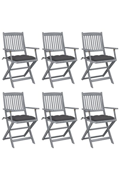 Concept Scaune pliabile de exterior, cu perne, 6 buc., lemn masiv de acacia