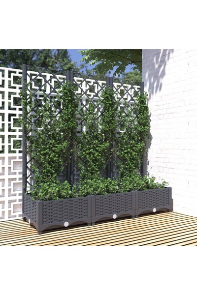 Concept Γλάστρα κήπου με πέργκολα, σκούρο γκρι, 120x40x121,5 cm, PP