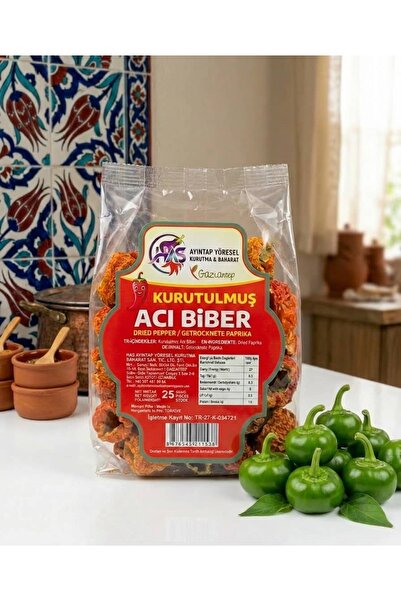 HASAYİNTAP Antep Gaziantep Kurusu Dolmalık Kuru Acı Biber 1 Paket (23-25 adet)